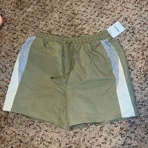 Green side striped drawstring shorts F21